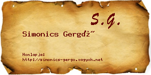 Simonics Gergő névjegykártya